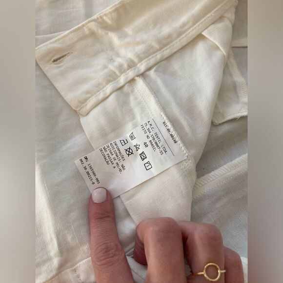 L’Cecci Brazilian White Wide Leg High Rise Linen Palazzo Pant Size 40 - Picture 10 of 10